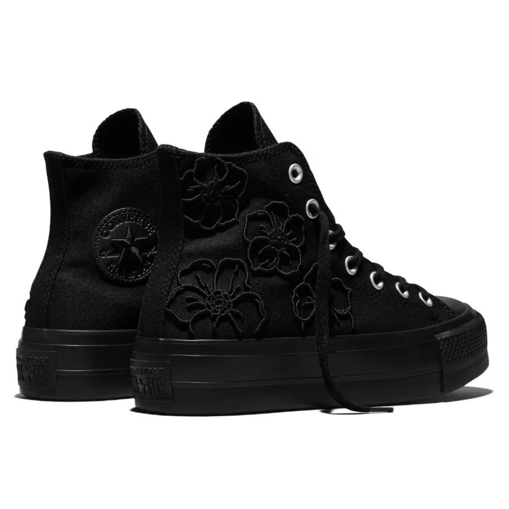 Converse Chuck Taylor All Star Graphic Black Floral Lace-Up High-Top Sneakers - Picture 4 of 9